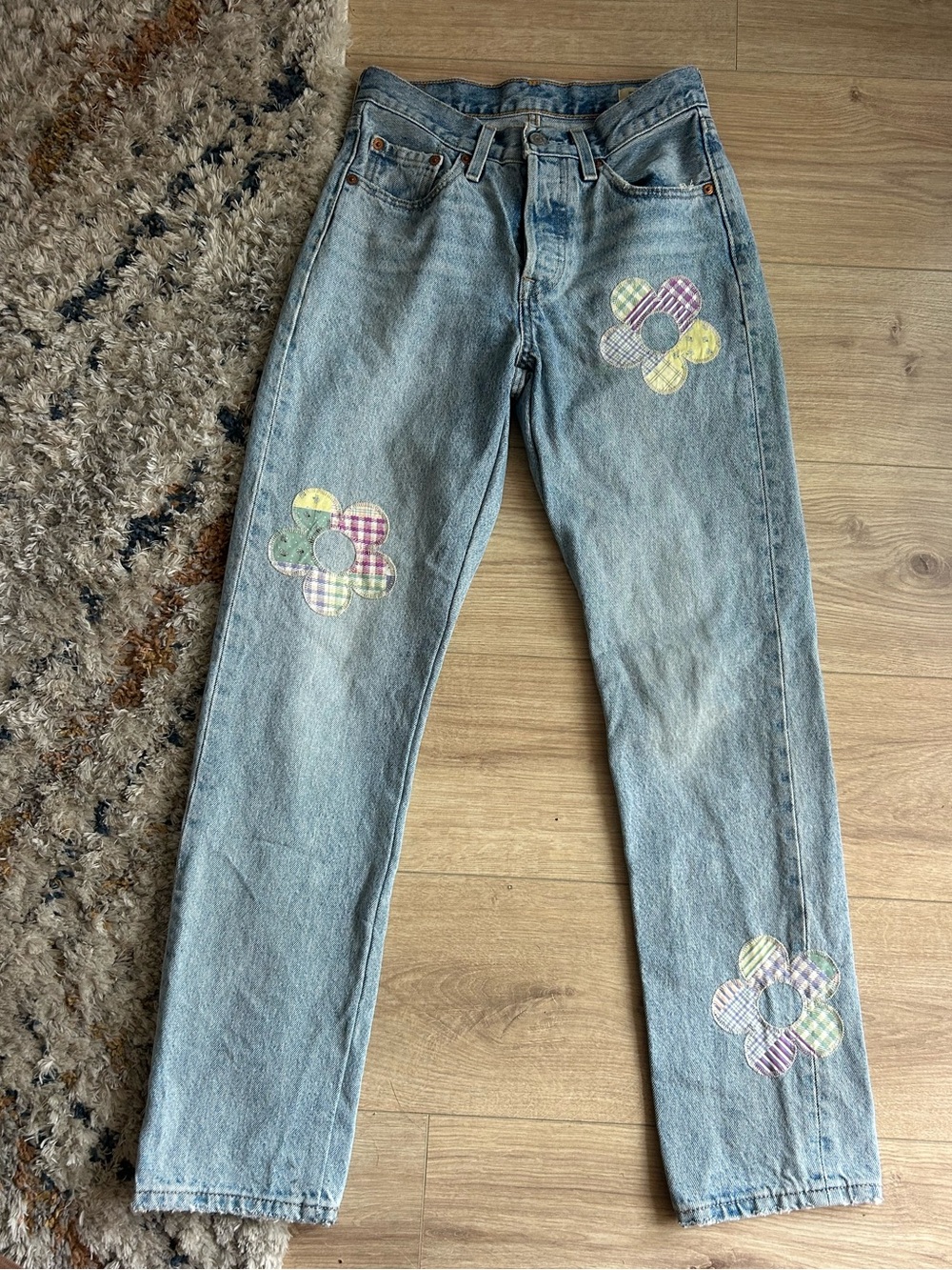 Levi’s 501 150th anniversary patchwork floral jeans